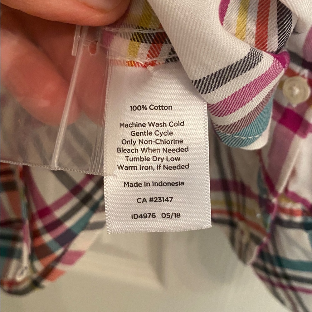 TALBOTS SIZE SMALL POPPY PLAID CLASSIC COTTON SHIRT - New with Tags - Picture 7 of 8